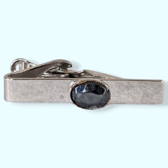 (2/$20) Vintage Short Dark Stone Tie Clip - Picture 3 of 5